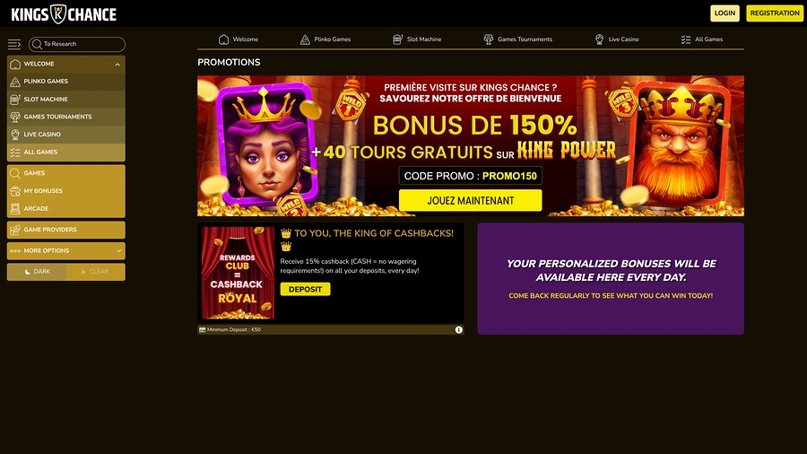 No Deposit Bonus at Kings Chance Casino